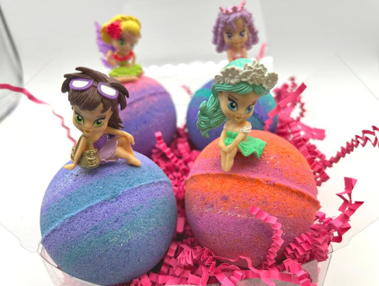 Enchanted Kids Bath Bomb Gift Box with Toy Figurines Inside - 4 ct - Berwyn Betty's Bath & Body Shop