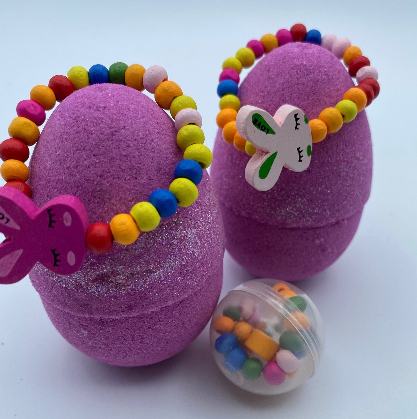 Bunny and Egg Bath Bombs with Toy Jewelry Inside - Berwyn Betty's Bath & Body Shop
