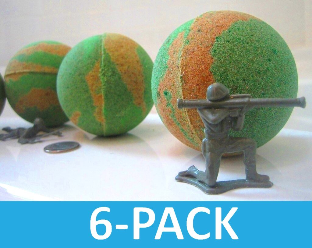 Camouflage Bath Bombs Party Pack (with Toys Inside) - 6 ct - Berwyn Betty's Bath & Body Shop