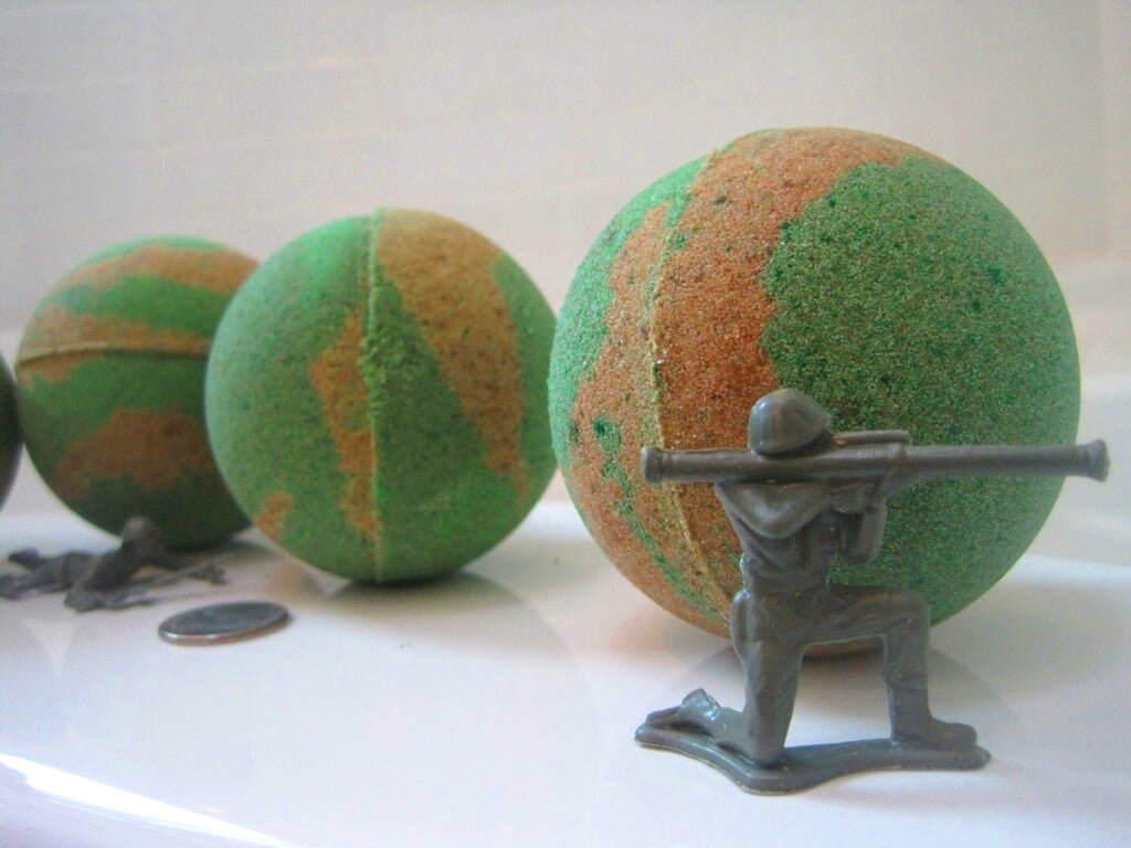 Camouflage Bath Bombs Party Pack (with Toys Inside) - 6 ct - Berwyn Betty's Bath & Body Shop