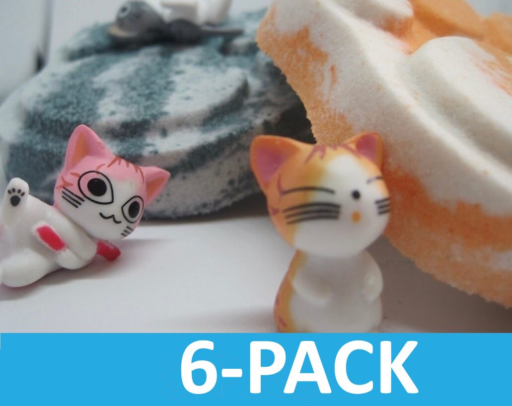 Cat Paw Print Bath Bombs Party Pack (with Toys Inside) - 6 ct - Berwyn Betty's Bath & Body Shop
