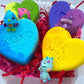 Conversation Heart Kids Bath Bomb Gift Box with Cute Creature Mini Figure Toys Inside - 4 ct - Berwyn Betty's Bath & Body Shop