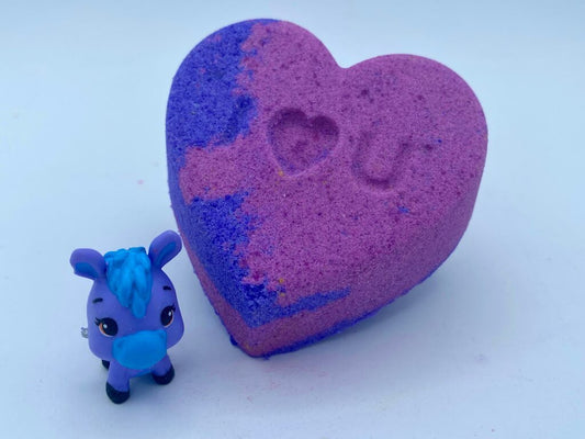 Conversation Heart Kids Bath Bomb with Cute Creature Mini Figure Toy Inside - Berwyn Betty's Bath & Body Shop