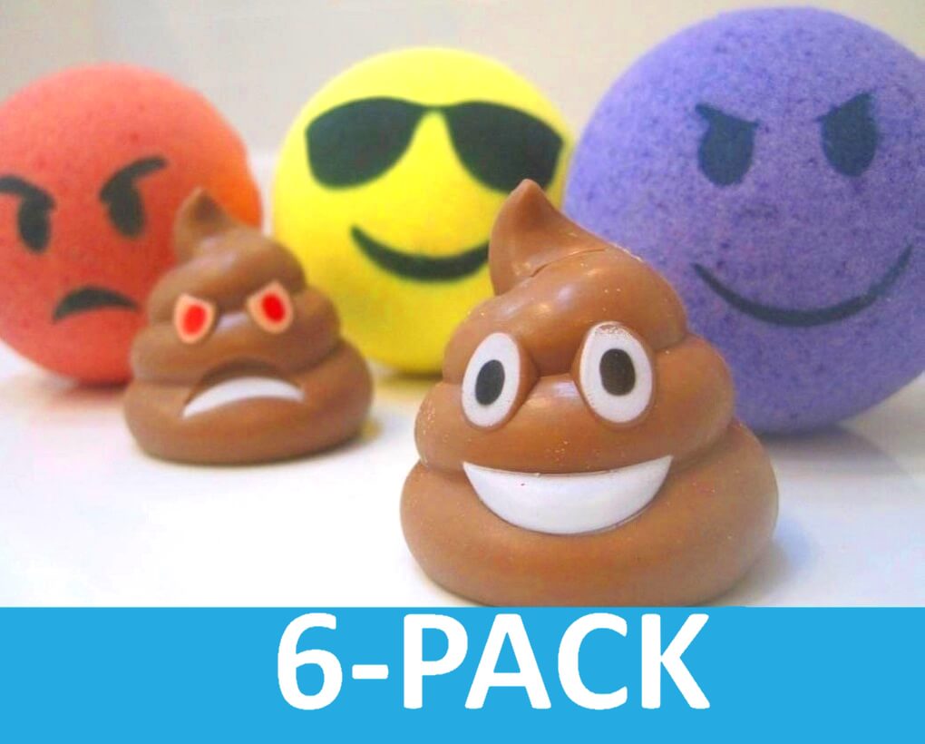 Emoji Bath Bombs Party Pack (with Toys Inside) - 6 ct - Berwyn Betty's Bath & Body Shop