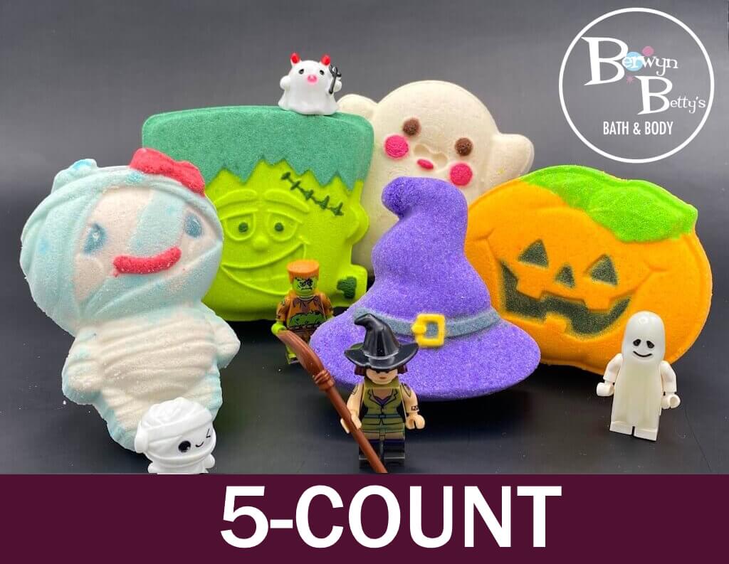 Halloween Bath Bombs Gift Box with Holiday Themed Bombs - 5 ct - Berwyn Betty's Bath & Body Shop