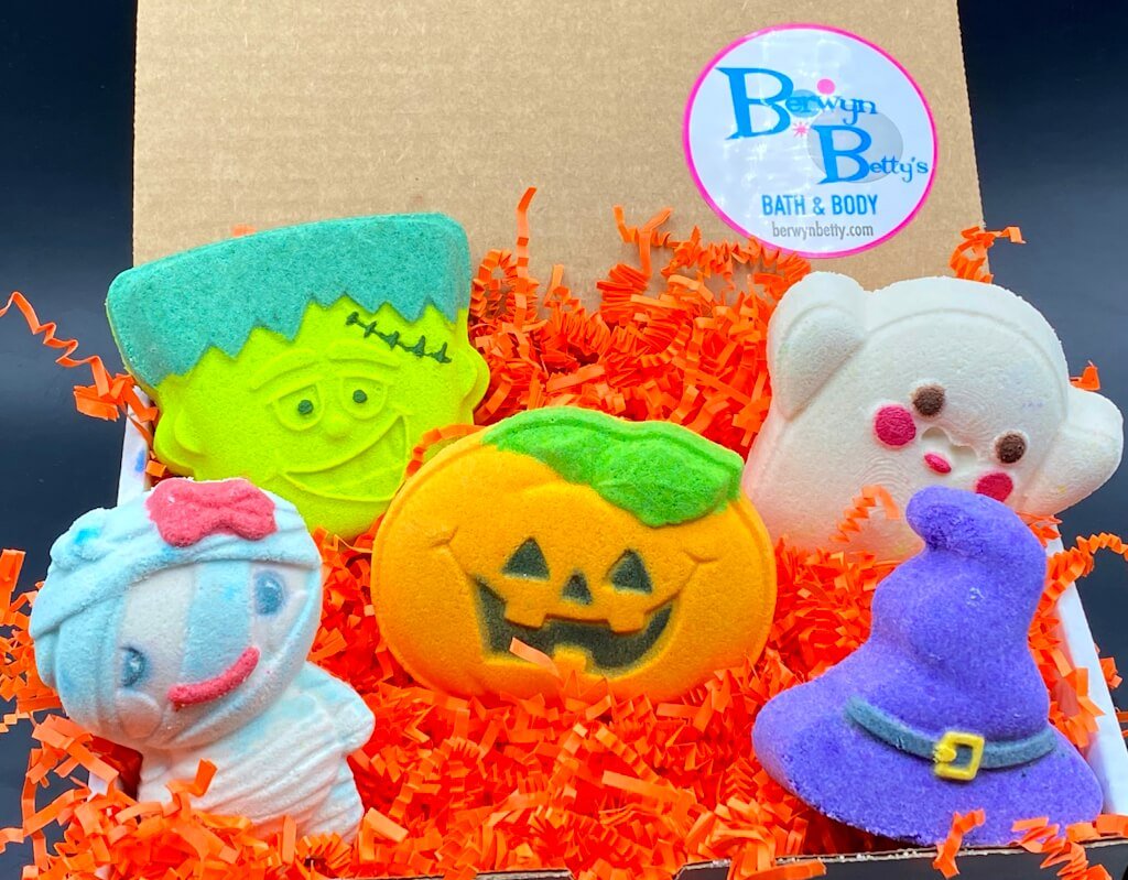 Halloween Bath Bombs Gift Box with Holiday Themed Bombs - 5 ct - Berwyn Betty's Bath & Body Shop
