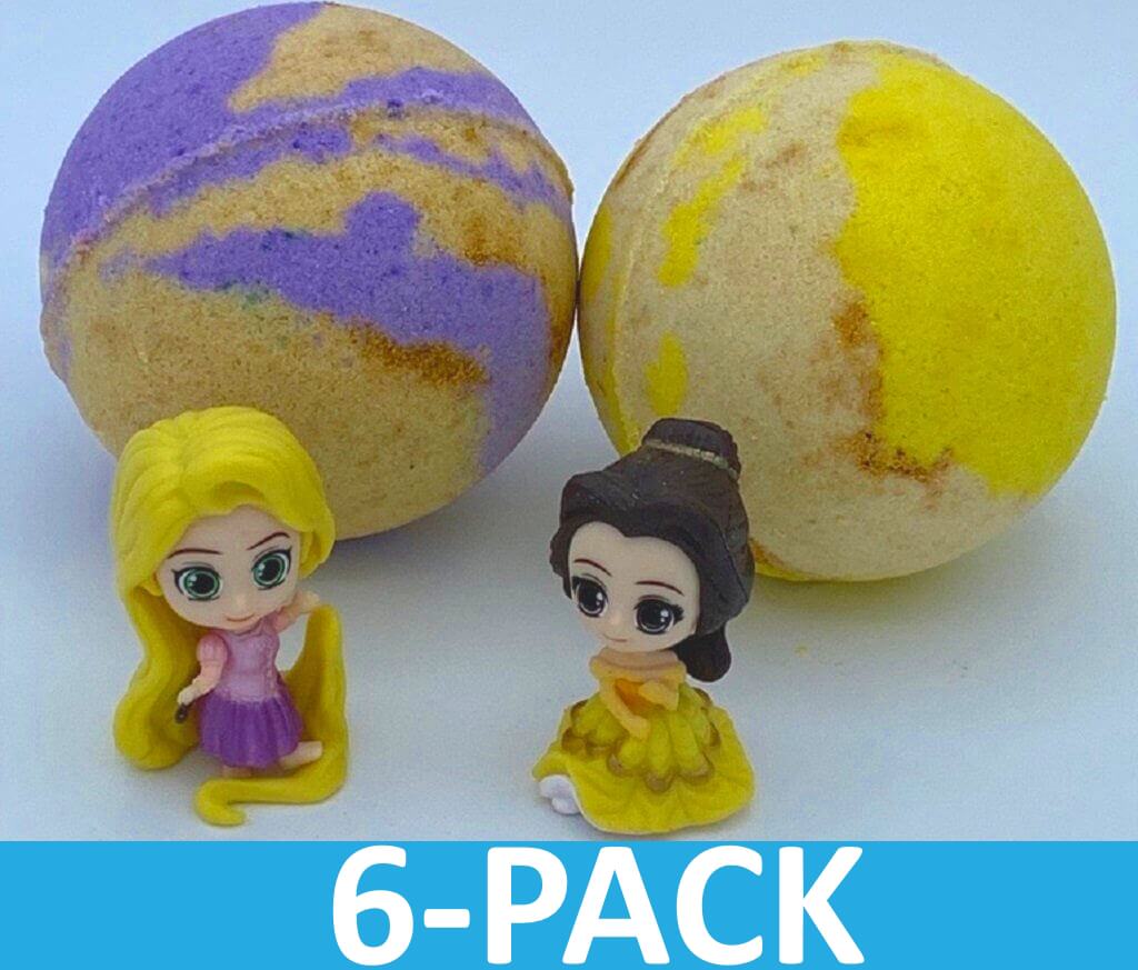 Princess Bath Bombs Party Pack (with Toys Inside) - 6 ct - Berwyn Betty's Bath & Body Shop