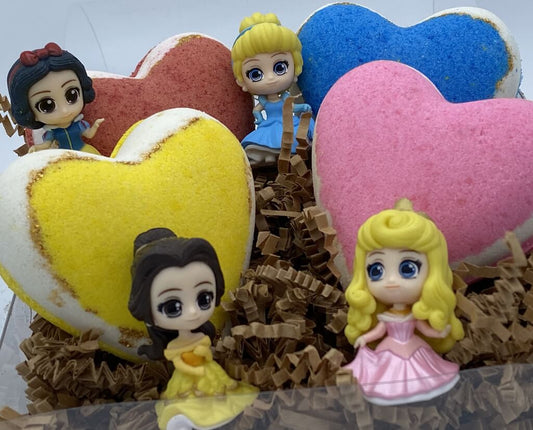 Princess Valentine Hearts Bath Bomb Gift Box (with Toy Inside) - 4 ct - Berwyn Betty's Bath & Body Shop