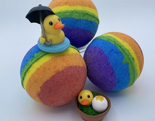 Rainbow Duck Bath Bombs Party Pack (with Toys Inside) - 6 ct - Berwyn Betty's Bath & Body Shop