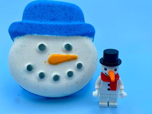 Snowman Face Bath Bomb with Snowman Minifigure Inside - Berwyn Betty's Bath & Body Shop