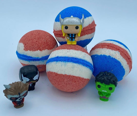 Superhero Ball Bath Bomb with Toy Inside - Berwyn Betty's Bath & Body Shop