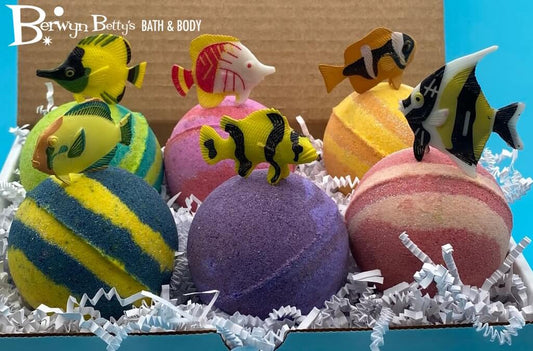 TROPICAL FISH Bath Bomb Collection – 6 ct - Berwyn Betty's Bath & Body Shop