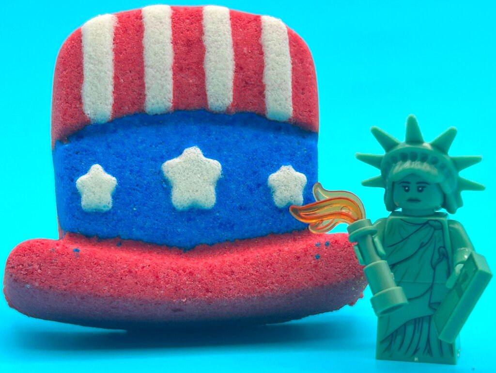 15% OFF Memorial Day Weekend: Uncle Sam’s Hat Kids Bath Bomb with Statue of Liberty Minifigure Toy Inside - Berwyn Betty's Bath & Body Shop