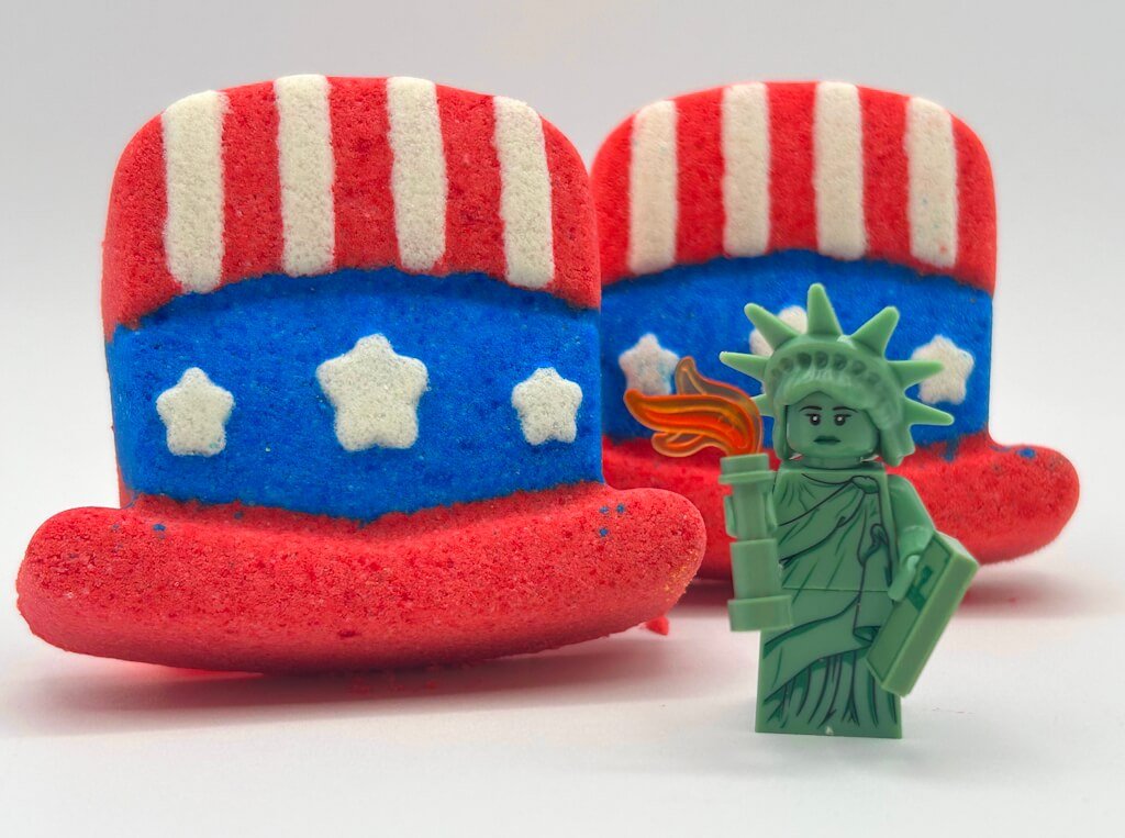 15% OFF Memorial Day Weekend: Uncle Sam’s Hat Kids Bath Bomb with Statue of Liberty Minifigure Toy Inside - Berwyn Betty's Bath & Body Shop