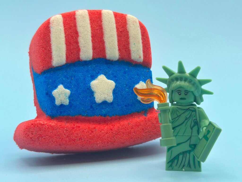 15% OFF Memorial Day Weekend: Uncle Sam’s Hat Kids Bath Bomb with Statue of Liberty Minifigure Toy Inside - Berwyn Betty's Bath & Body Shop