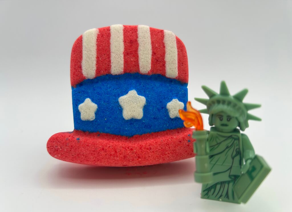 15% OFF Memorial Day Weekend: Uncle Sam’s Hat Kids Bath Bomb with Statue of Liberty Minifigure Toy Inside - Berwyn Betty's Bath & Body Shop