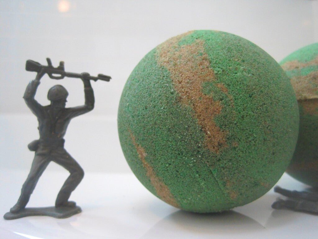 20% OFF Memorial Day Weekend Special! Camouflage Bath Bomb with Soldier Toy Inside - Berwyn Betty's Bath & Body Shop