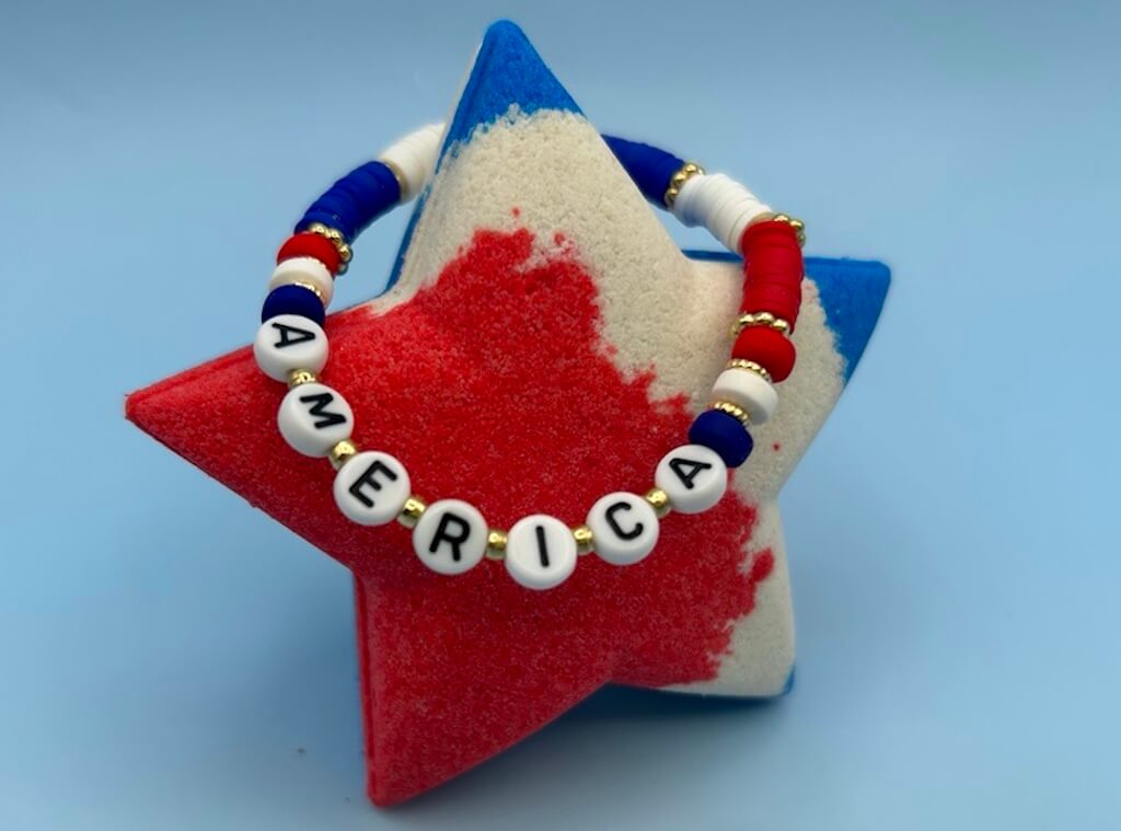 Patriotic America Star Bath Bomb with Toy Bracelet Inside