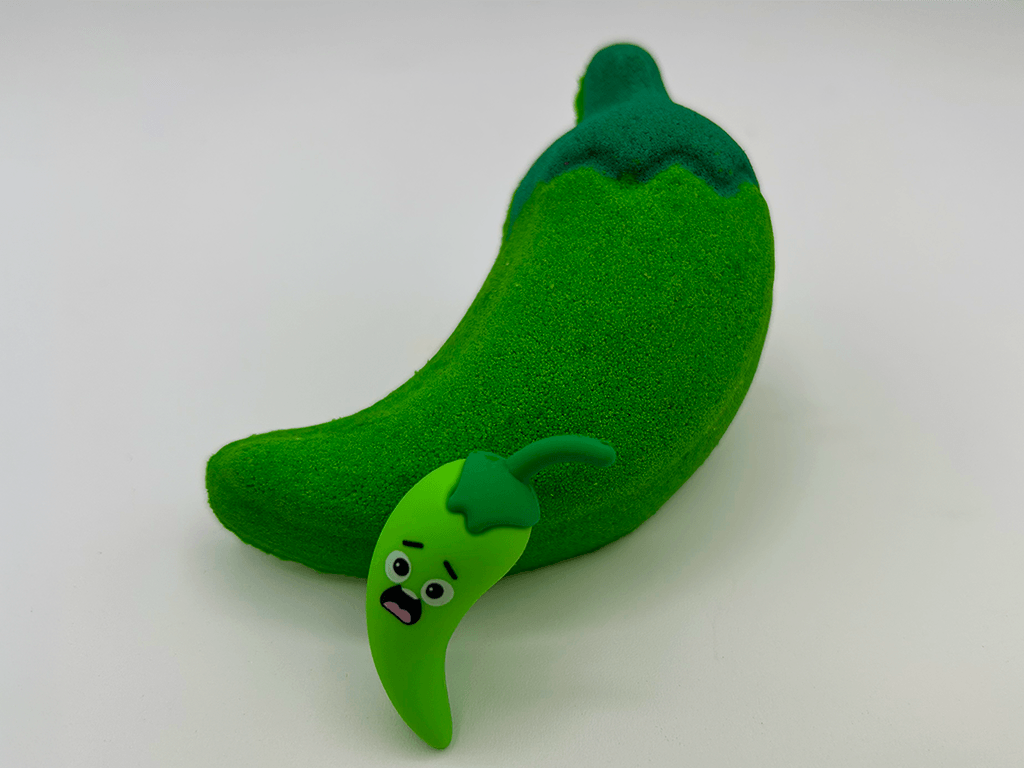 Farmer's Market Pepper Kids Bath Bomb with Animated Pepper Figurine Inside