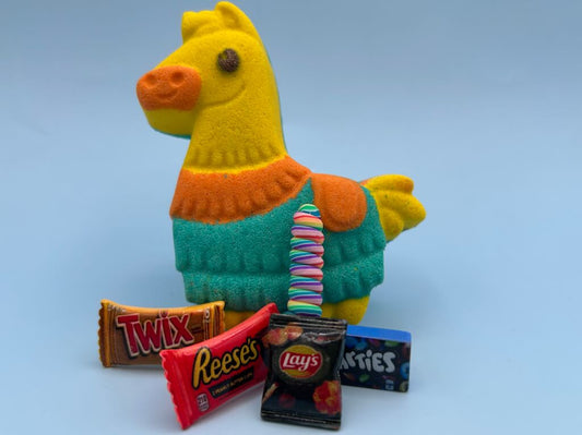 Festive Piñata Surprise Kids Bath Bomb with Toy Mini Treats Inside | Berwyn Betty