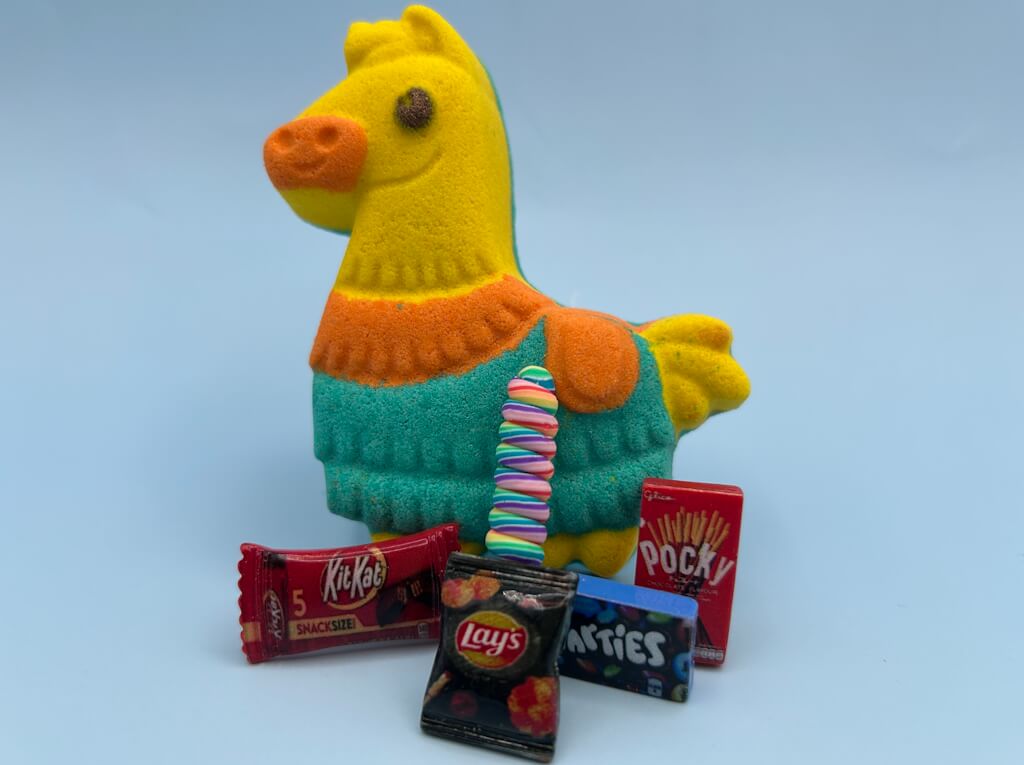 Festive Piñata Surprise Kids Bath Bomb with Toy Mini Treats Inside | Berwyn Betty