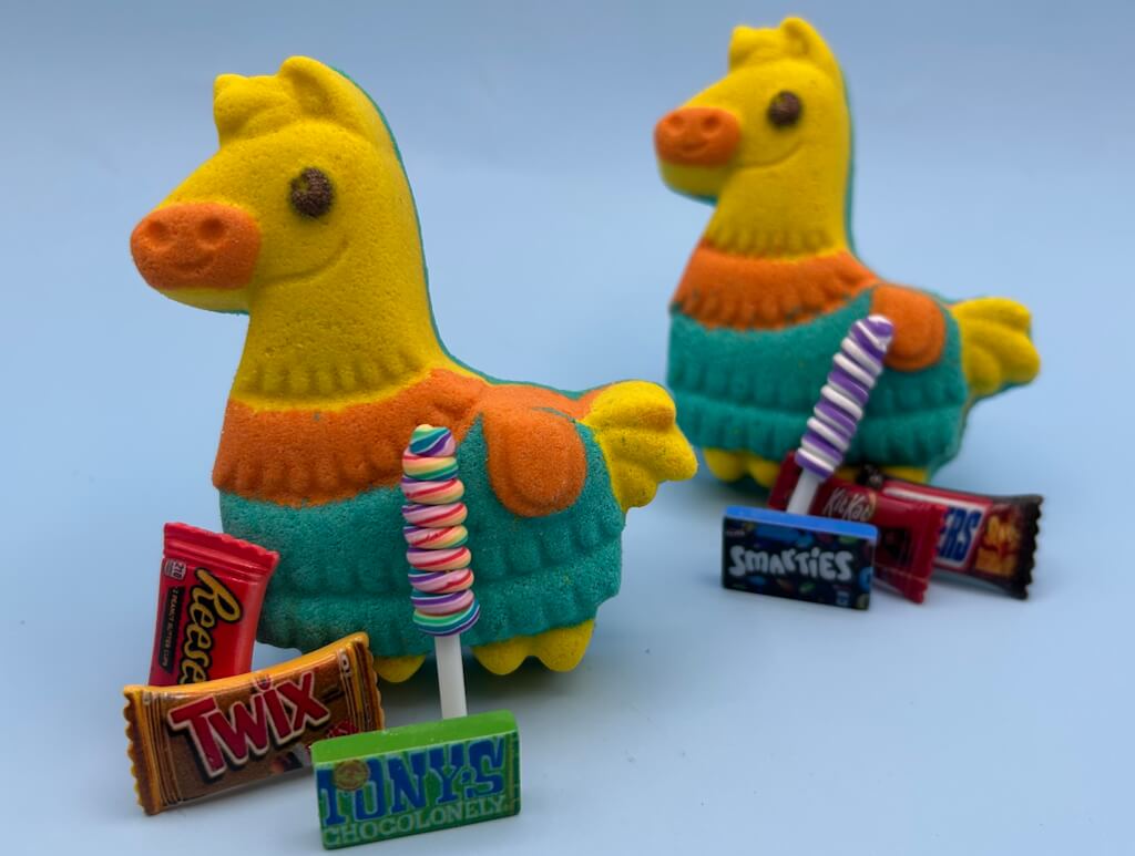 Festive Piñata Surprise Kids Bath Bomb with Toy Mini Treats Inside | Berwyn Betty