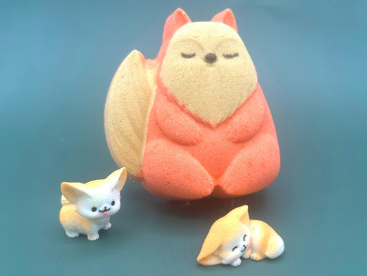 Red Fox Kids Bath Bomb with Baby Fox Mini Figurine Inside