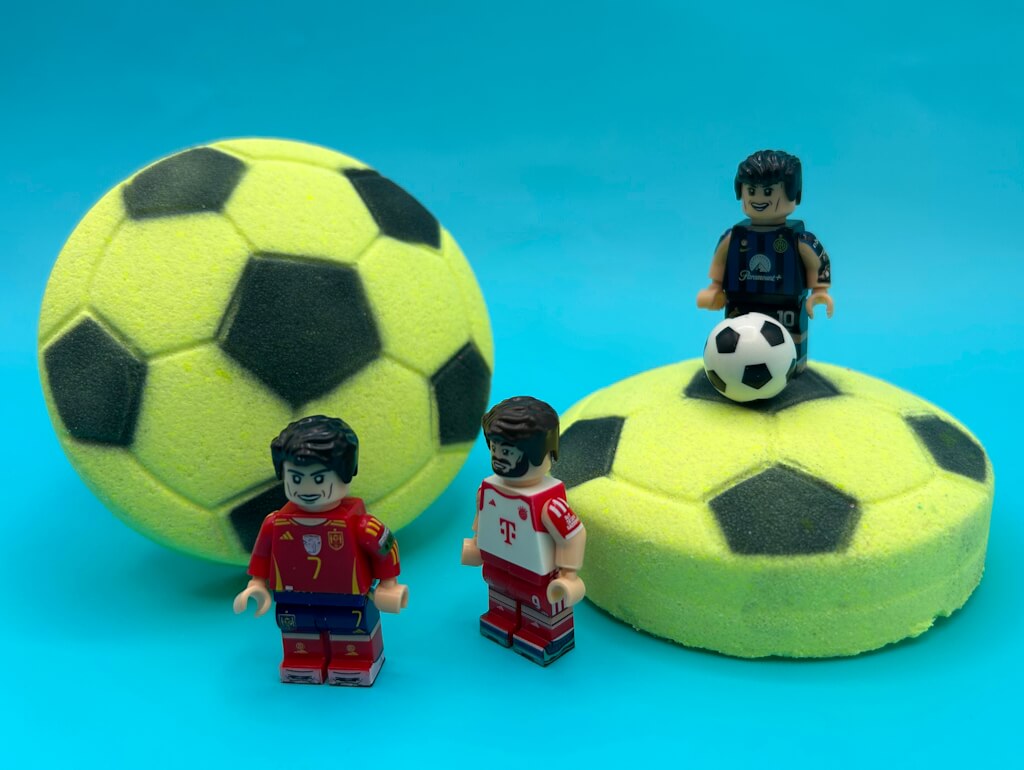 15% OFF Launch Pricing to 05/20! Soccer Ball Surprise Kids Bath Bomb with Professional Soccer Player Minifigure Toy Inside
