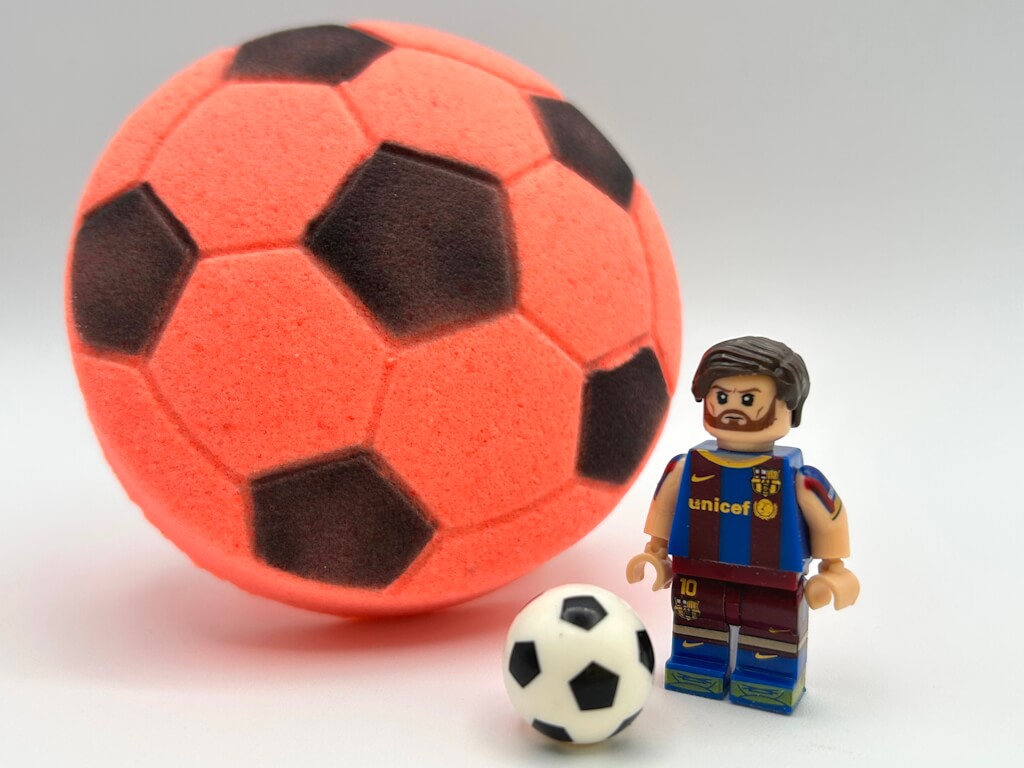 15% OFF Launch Pricing to 05/20! Soccer Ball Surprise Kids Bath Bomb with Professional Soccer Player Minifigure Toy Inside