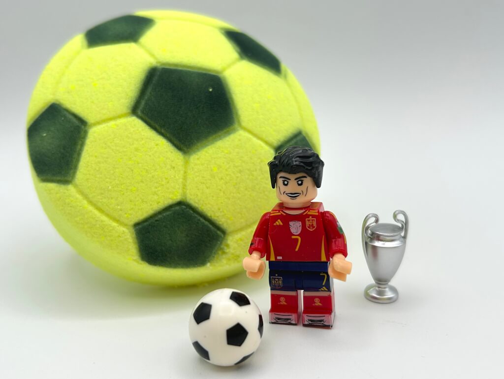 15% OFF Launch Pricing to 05/20! Soccer Ball Surprise Kids Bath Bomb with Professional Soccer Player Minifigure Toy Inside