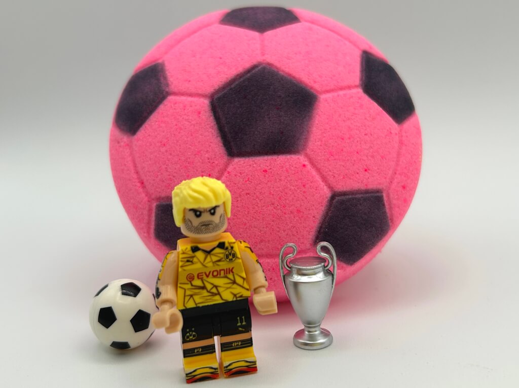 15% OFF Launch Pricing to 05/20! Soccer Ball Surprise Kids Bath Bomb with Professional Soccer Player Minifigure Toy Inside