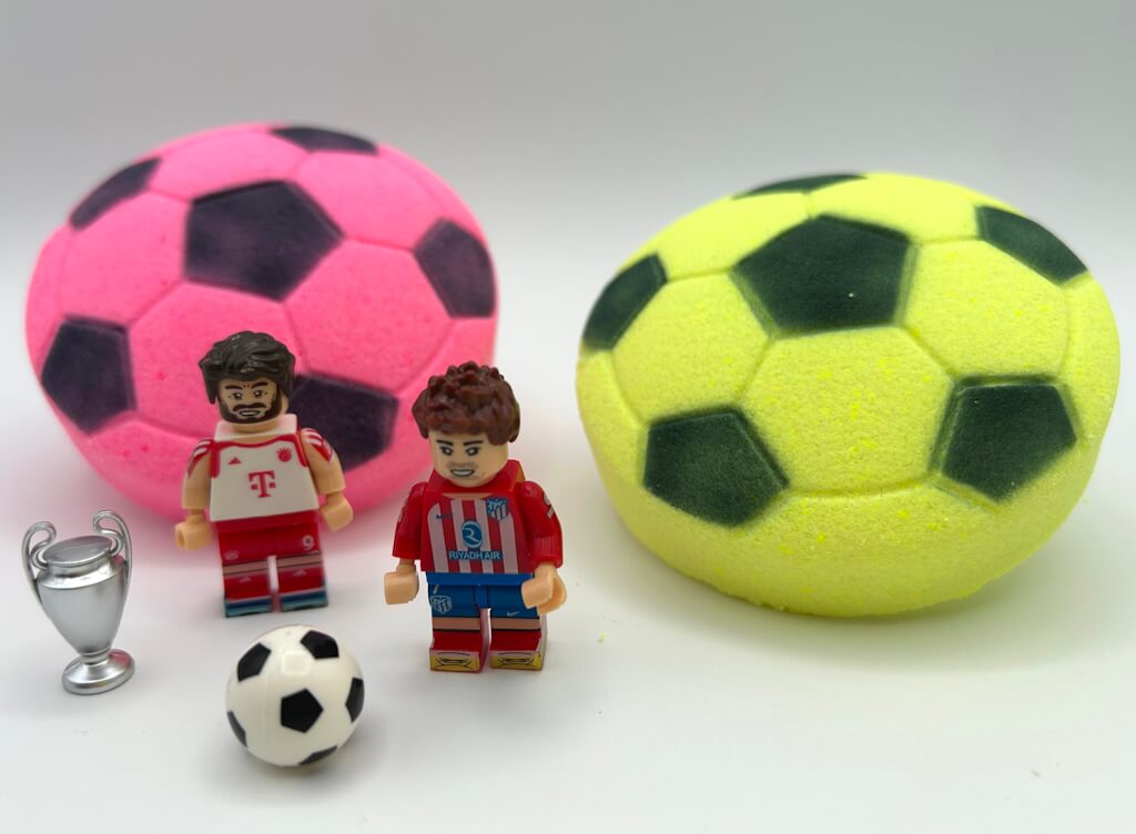 15% OFF Launch Pricing to 05/20! Soccer Ball Surprise Kids Bath Bomb with Professional Soccer Player Minifigure Toy Inside