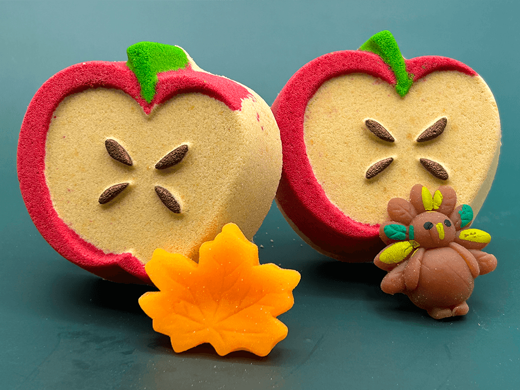 Fall Apple Bath Bomb for Kids with Fall Mochi Fidget Toy Inside