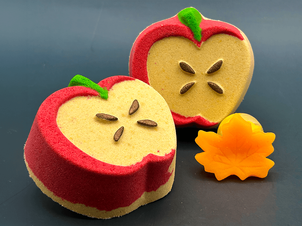 Fall Apple Bath Bomb for Kids with Fall Mochi Fidget Toy Inside
