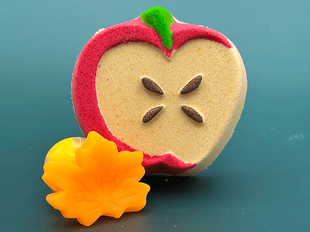 Fall Apple Bath Bomb for Kids with Fall Mochi Fidget Toy Inside