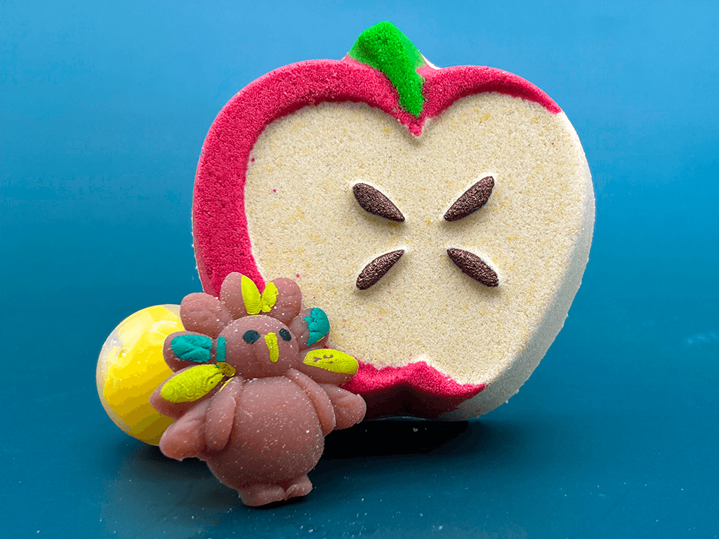 Fall Apple Bath Bomb for Kids with Fall Mochi Fidget Toy Inside