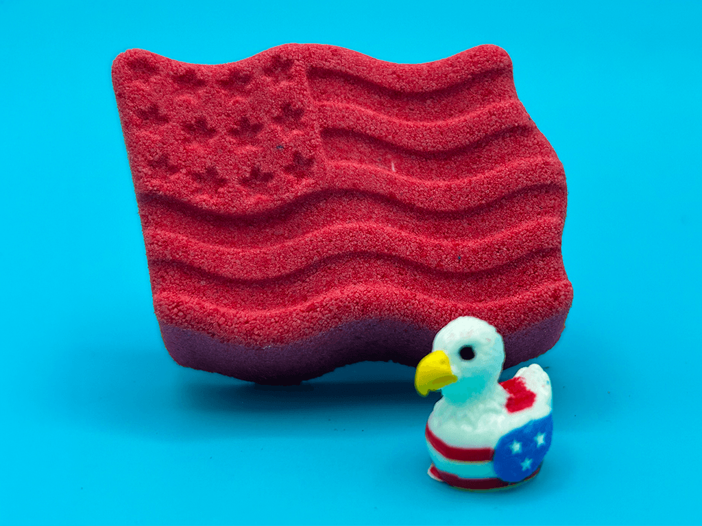 BASICS American Flag Kids Bath Bomb with Patriotic Duck Figure Inside