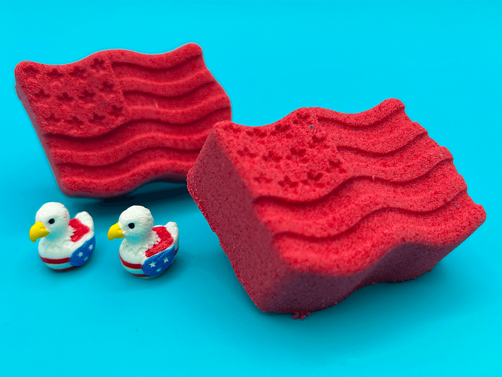 BASICS American Flag Kids Bath Bomb with Patriotic Duck Figure Inside