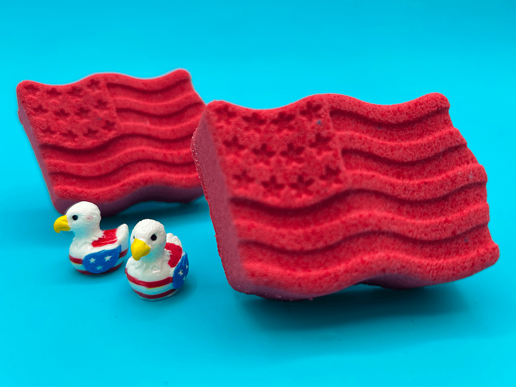 BASICS American Flag Kids Bath Bomb with Patriotic Duck Figure Inside