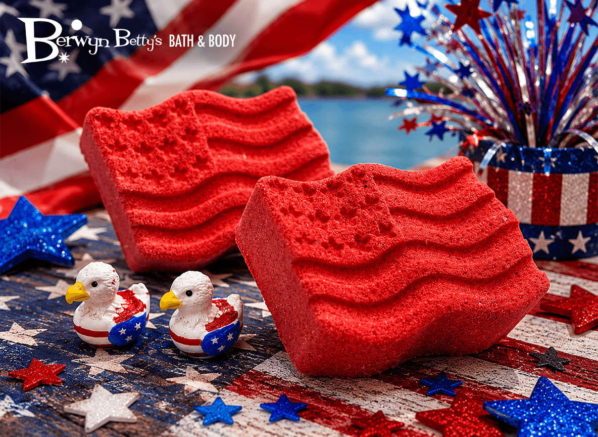 BASICS American Flag Kids Bath Bomb with Patriotic Duck Figure Inside