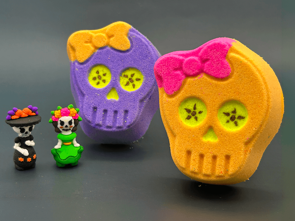 Halloween Sugar Skull Bath Bomb for Kids with Surprise Day of the Dead Toy Inside