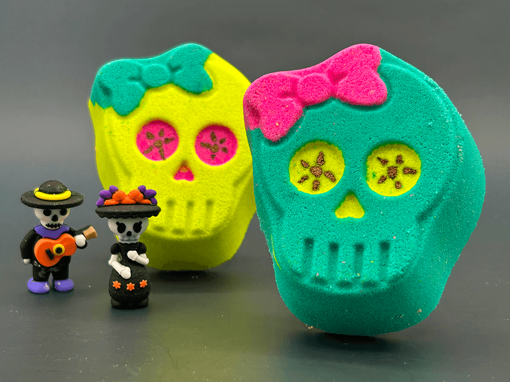 Halloween Sugar Skull Bath Bomb for Kids with Surprise Day of the Dead Toy Inside