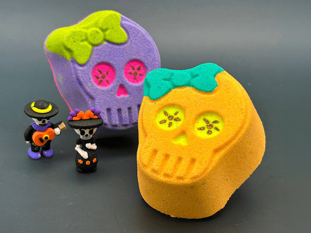 Halloween Sugar Skull Bath Bomb for Kids with Surprise Day of the Dead Toy Inside