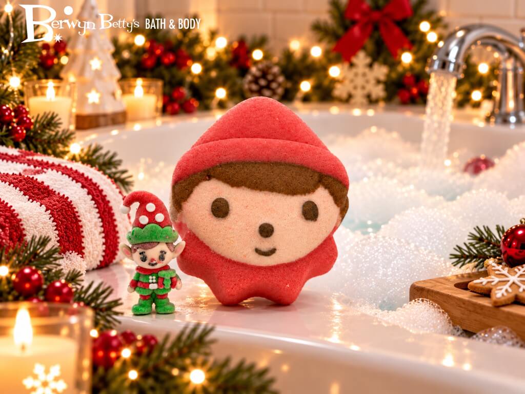 Christmas Elf Kids Bath Bomb with Surprise Elf Figurine Inside