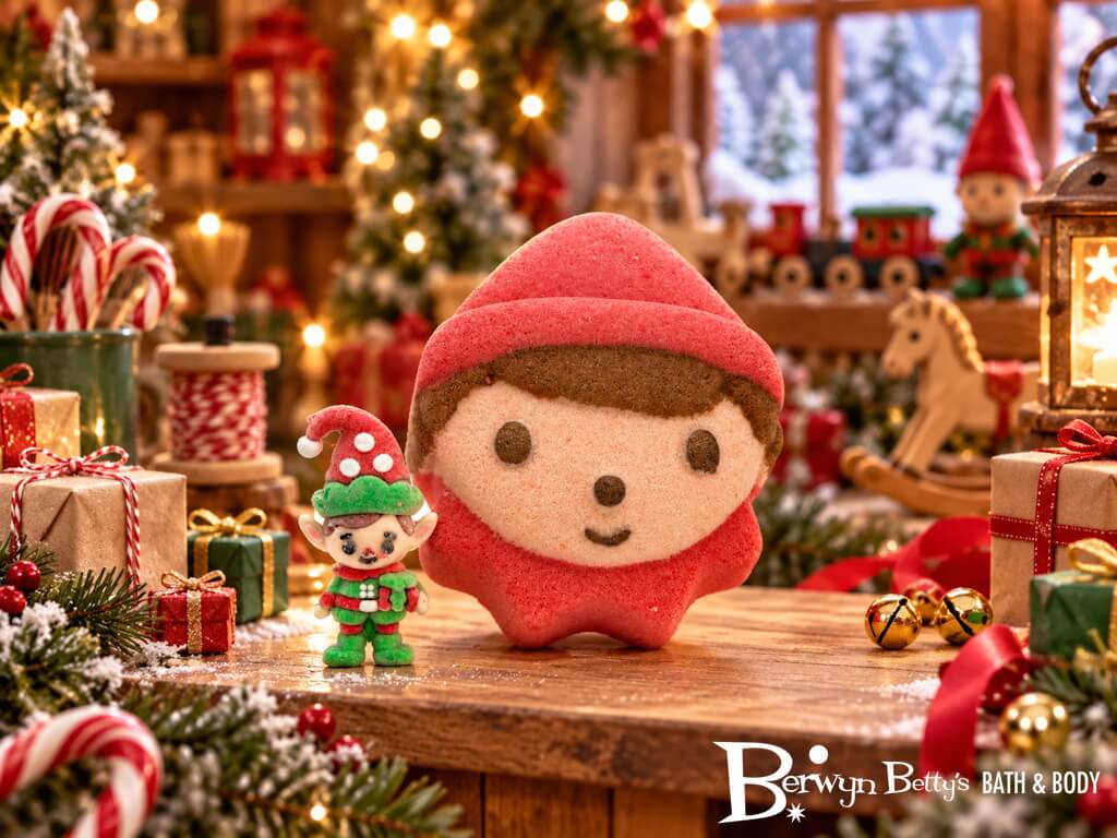 Christmas Elf Kids Bath Bomb with Surprise Elf Figurine Inside