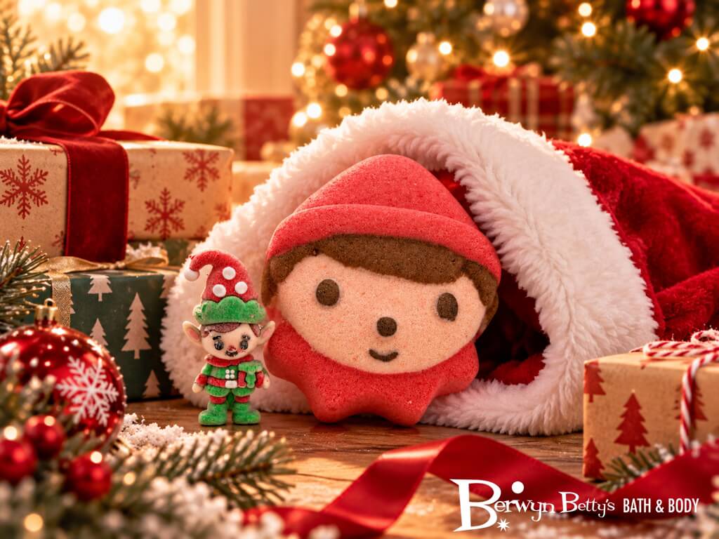 Christmas Elf Kids Bath Bomb with Surprise Elf Figurine Inside