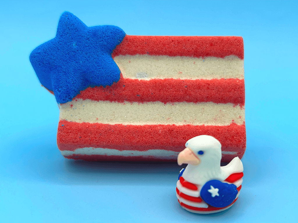 American Flag Kids Bath Bomb with Patriotic Duck Figure
