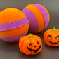 Neon Striped Halloween Bath Bomb for Kids with Pumpkin Pullback Racer Toy Inside
