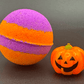 Neon Striped Halloween Bath Bomb for Kids with Pumpkin Pullback Racer Toy Inside