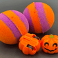Neon Striped Halloween Bath Bomb for Kids with Pumpkin Pullback Racer Toy Inside